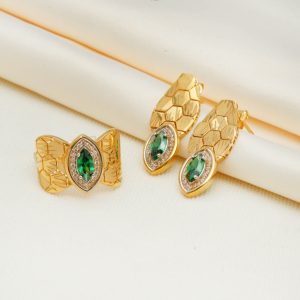 طقم خواتم بحجر الزمرد